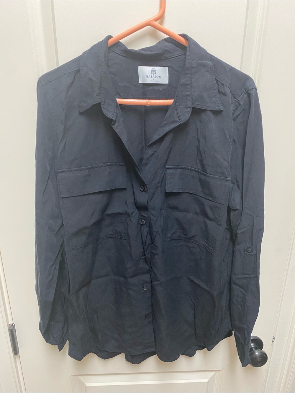 Babaton, by Aritzia, Women’s Black button down casual shirt size L